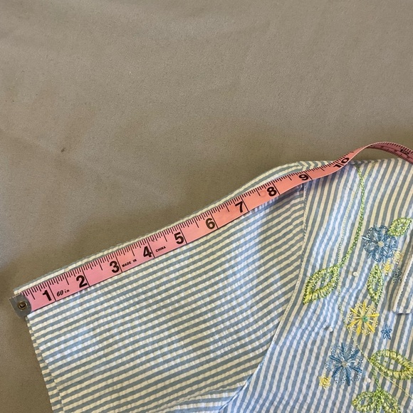 Vtg Alfred Dunner Capri Set Blue/White Stripe Seersucker Grandmacore Size 10P - Picture 10 of 16